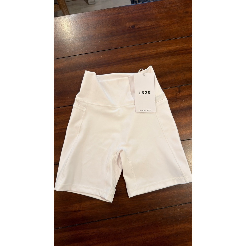 LSKD Fusion Ultra High-Rise 6" Short Pockets White Women's Size Small NWT NEW - Picture 9 of 16